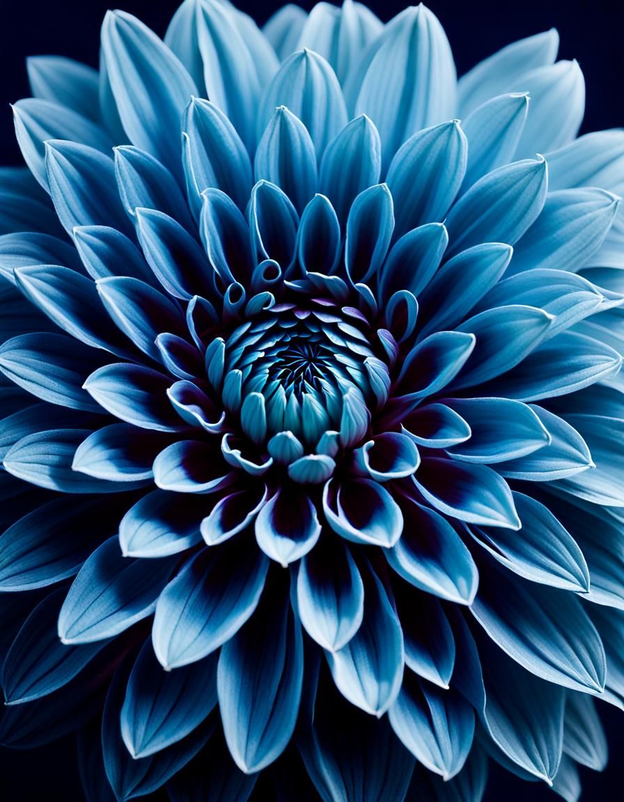 Monochrome Blue Dahlia in Abstract Expressionist Style