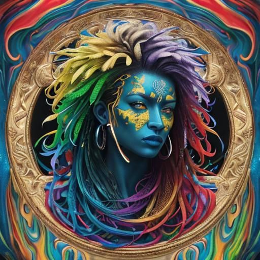 Psychedelic Fractal Leaves in Vivid Oil Painting