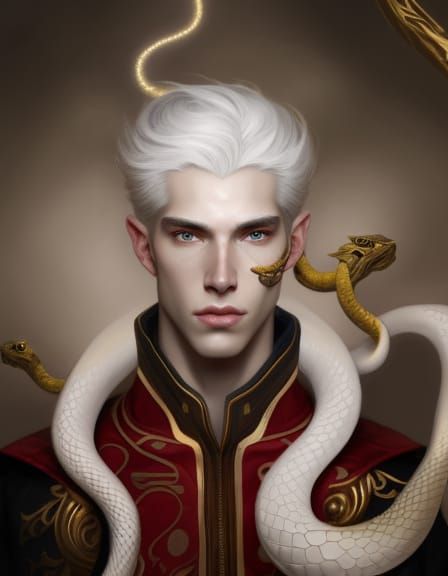 Yuan-Ti Teen Sorcerer Portrait in Hyperdetailed Style