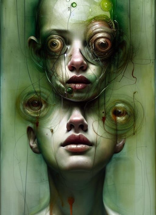 Grotesque Portrait in Mixed Media Style