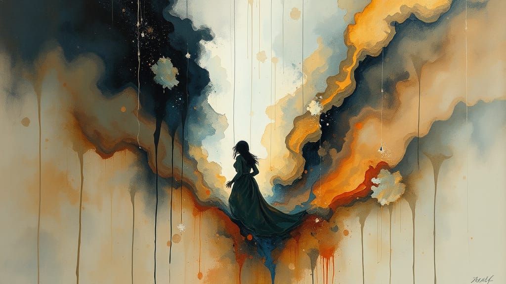 Surreal Crossroads: An Oil Painting in Gouache Style