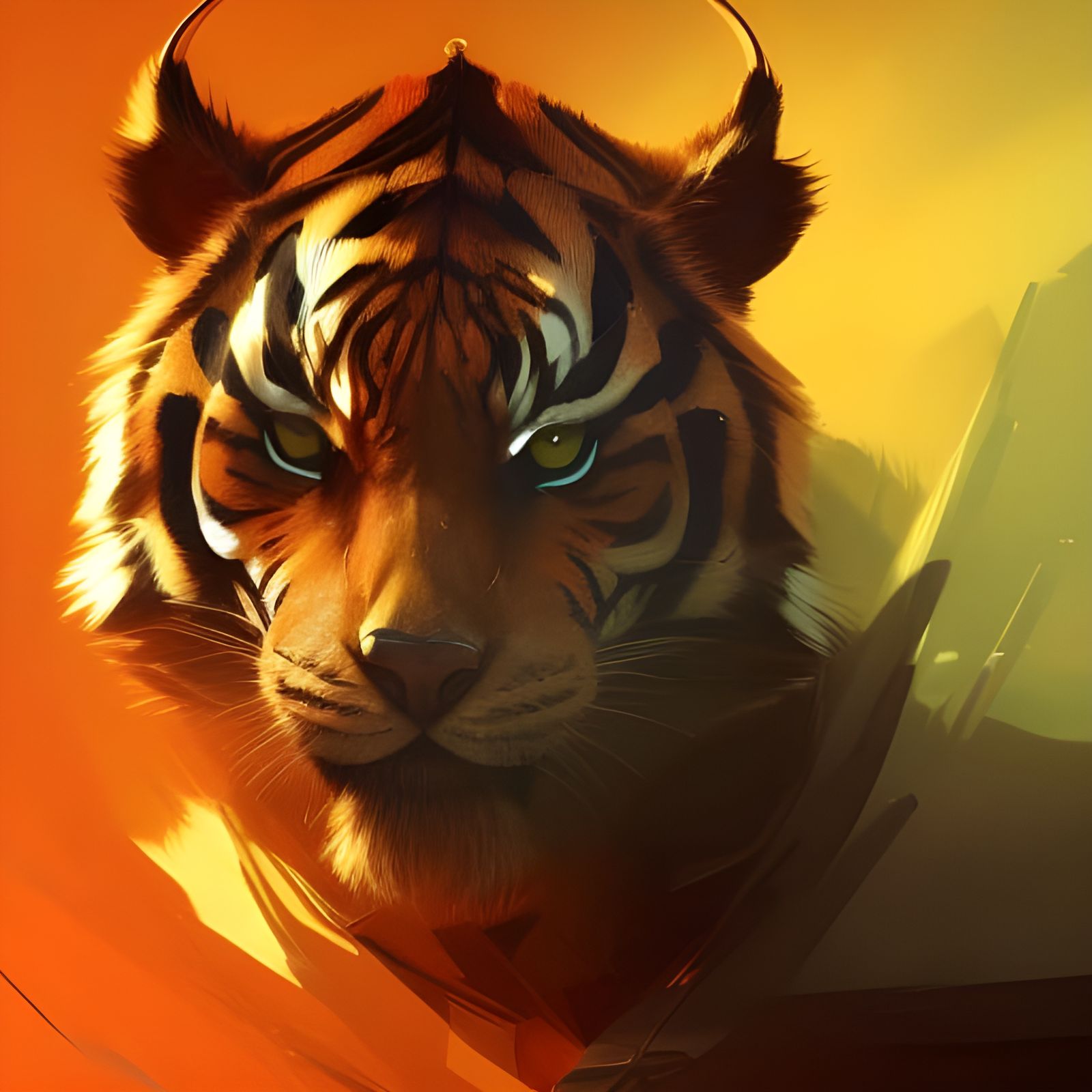 Geometric Tiger Portrait in Bold Digital Art