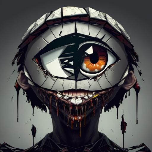 Fragmented Male Face: Surreal Digital Collage in Dark Fantas...