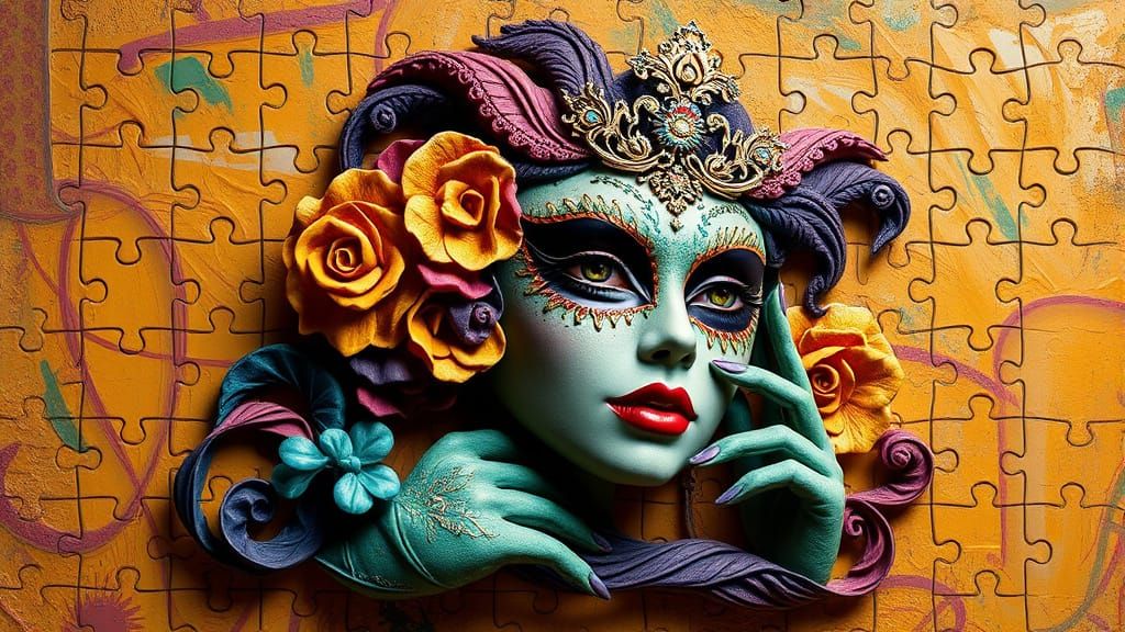 Surreal Art Nouveau Puzzle Box Unfolds in a Vibrant, Embosse...