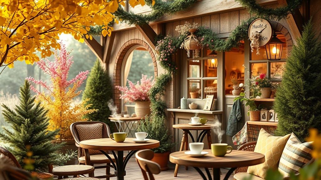 Enchanting Forest Coffee Shop in Beatrix Potter Style