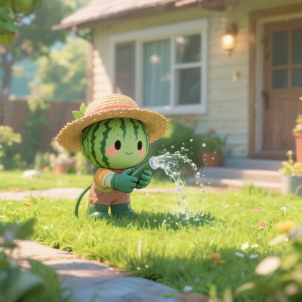 Watermelon Gardener in Anime Style