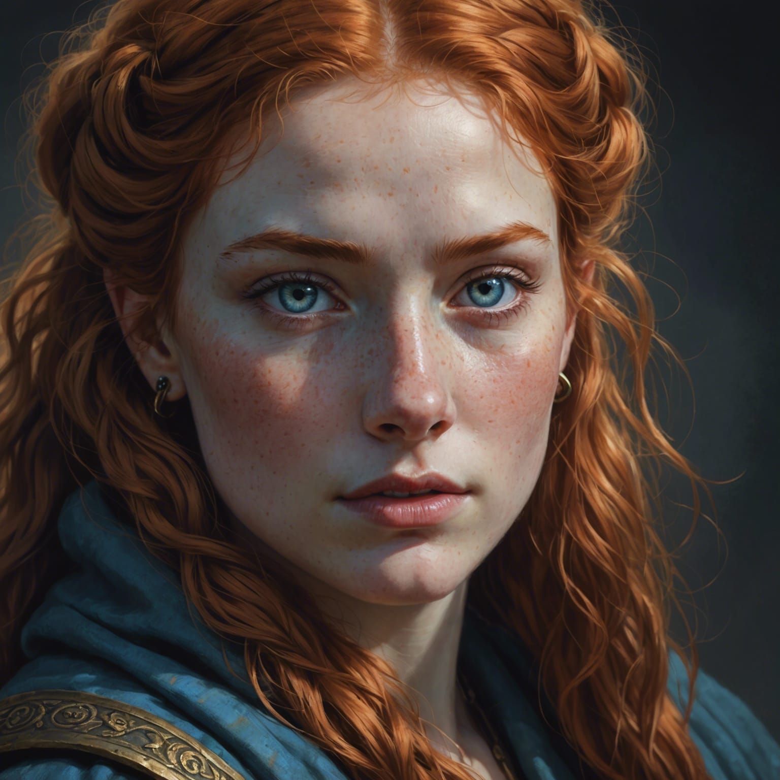 Redhead with Lion Eyes in Rembrandt Style