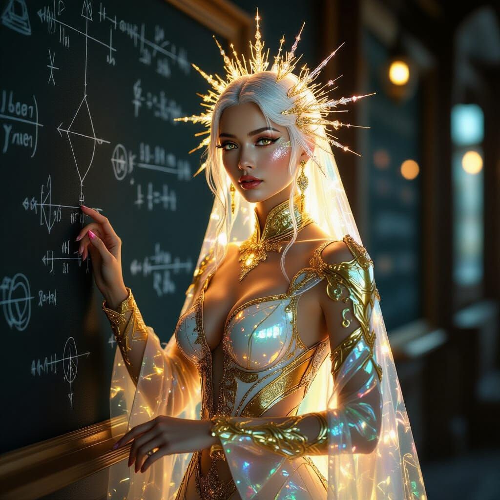 Futuristic Oracle of Light with Cryptic Symbols