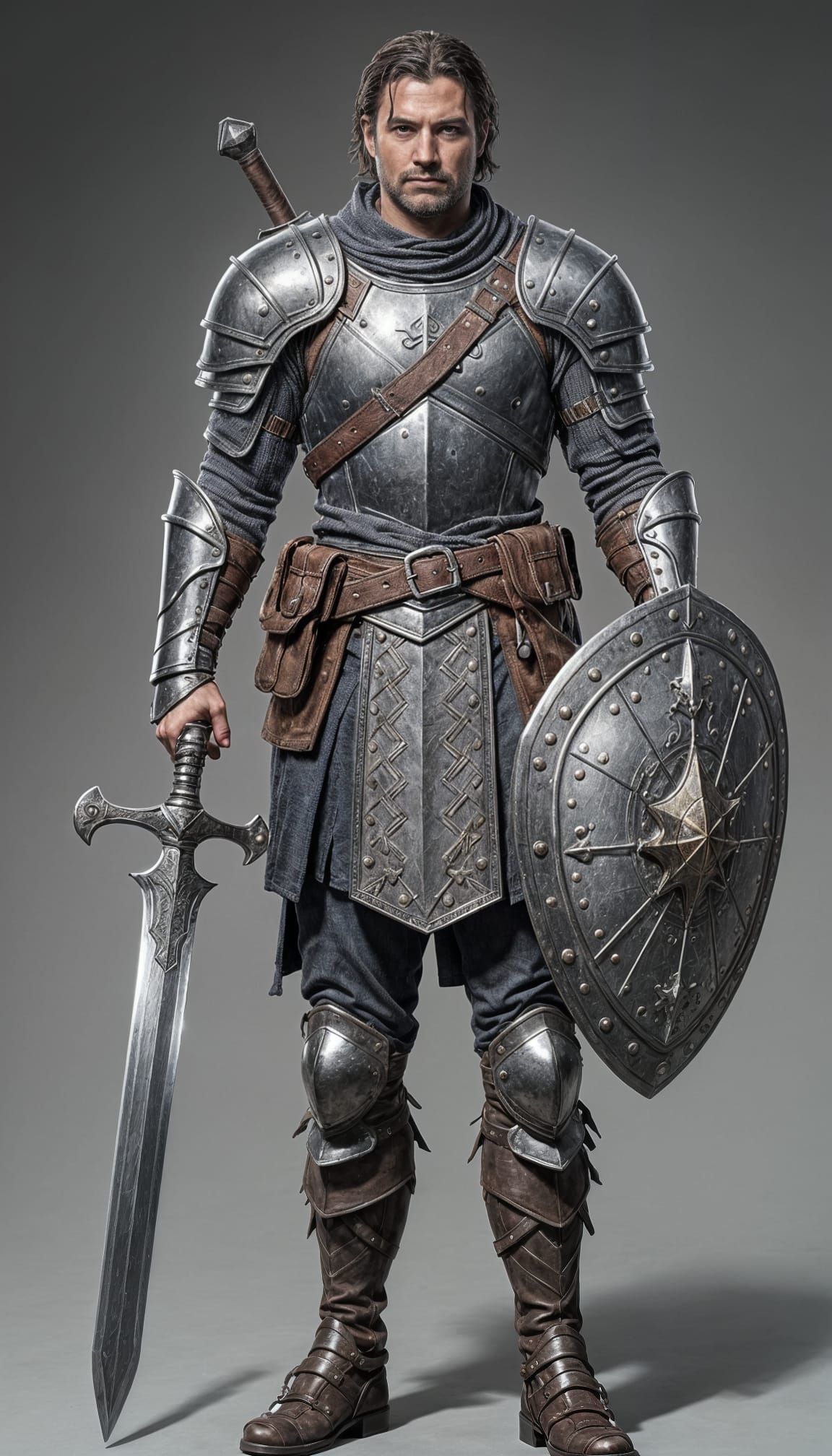 Grizzled Warrior with Scars in Detailed Matte Painting