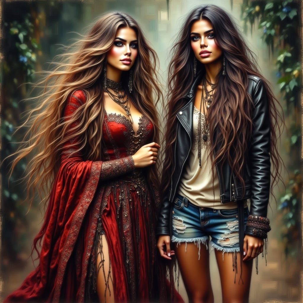 Medieval Woman Meets Modern Style: A Contrasting Scene