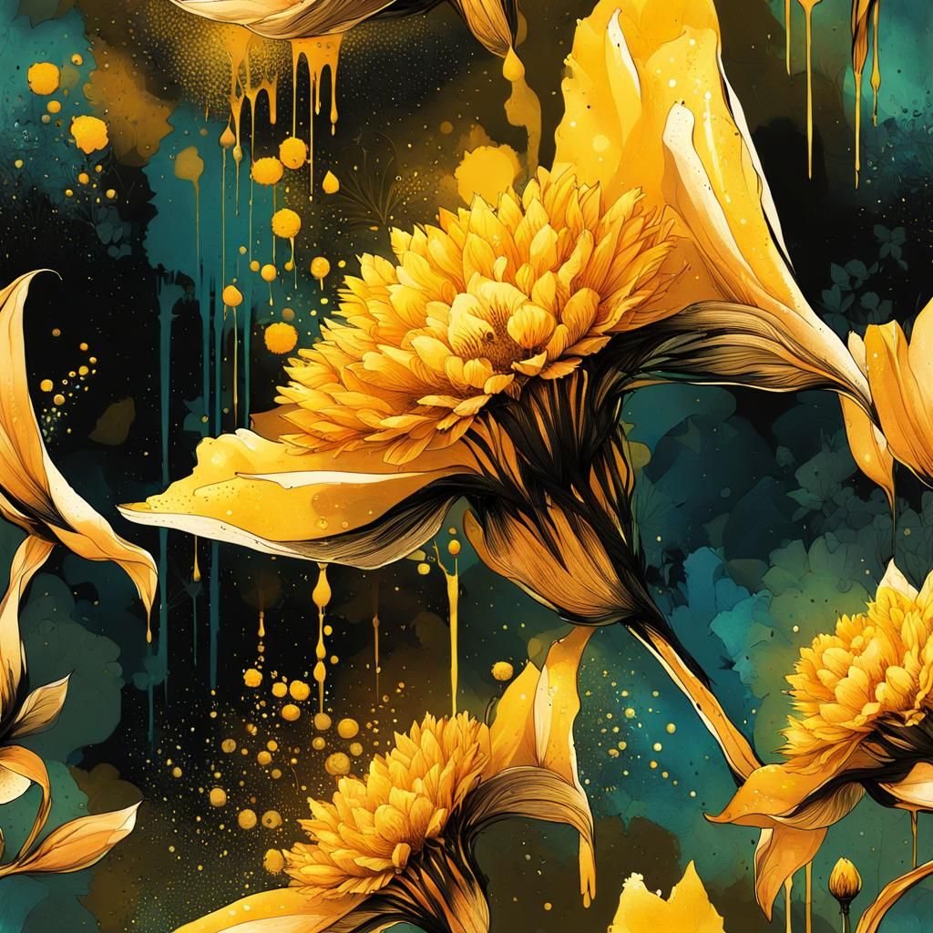 Eternal Daffodils in Pointillist Sunshine