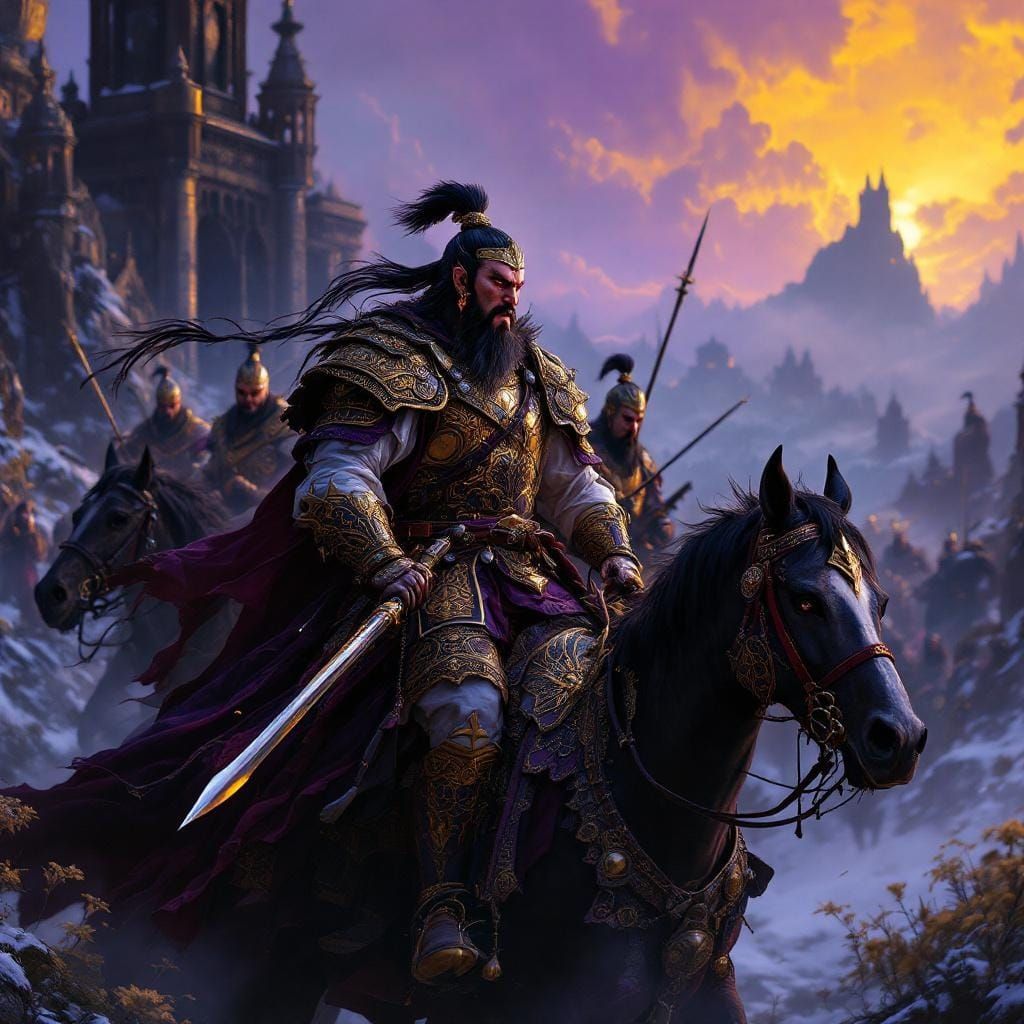 Genghis Khan's Mongolian Horde: Dark Fantasy Landscape