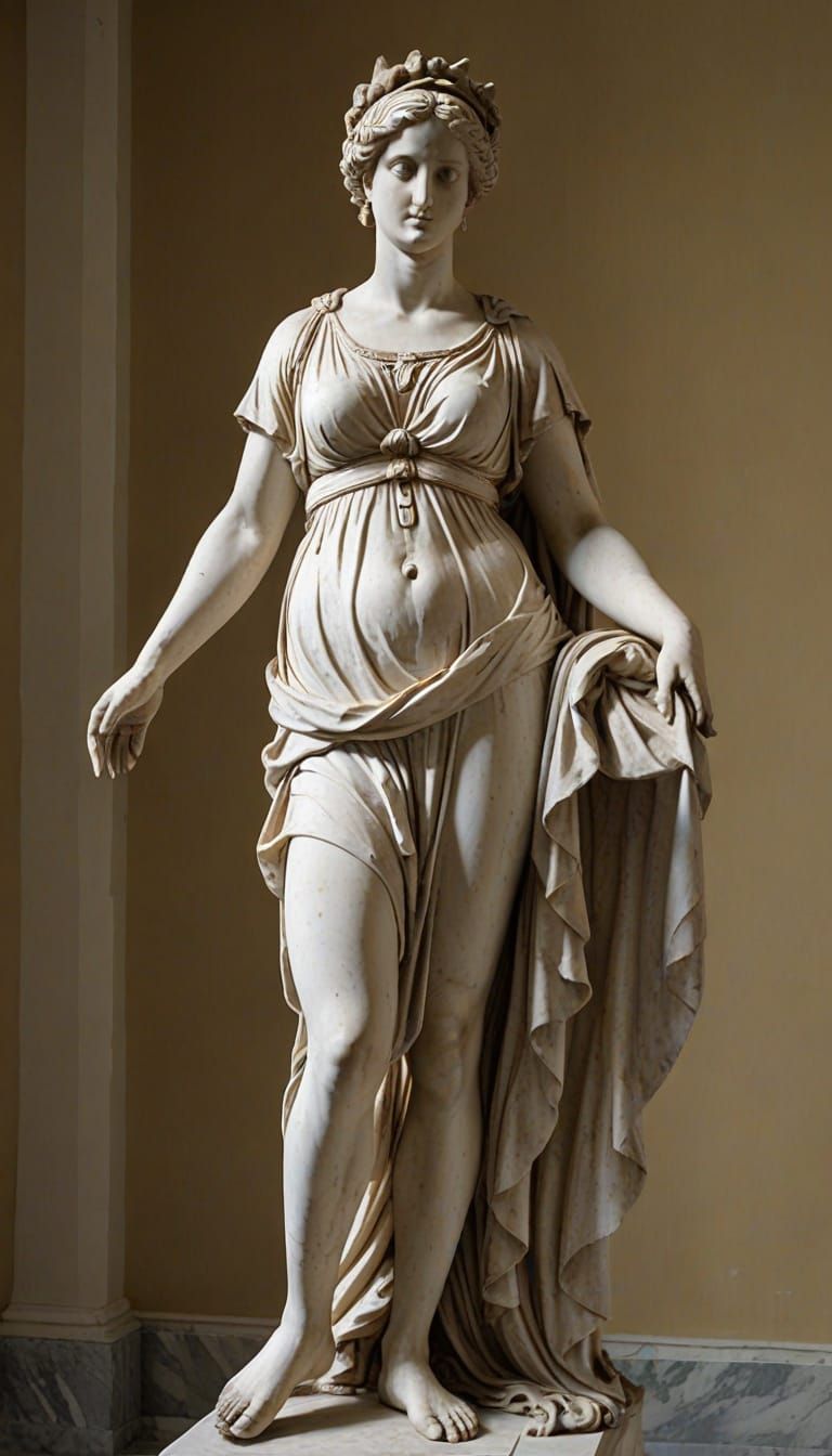 Ancient Greek Muse Terpsichore in a Museum Gallery