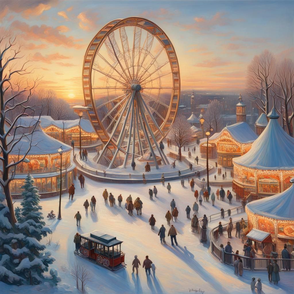 Amusement park in winter