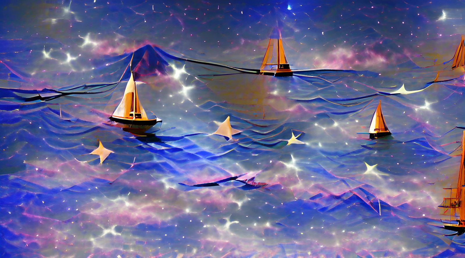 Sailboat Navigating a Starry Galaxy