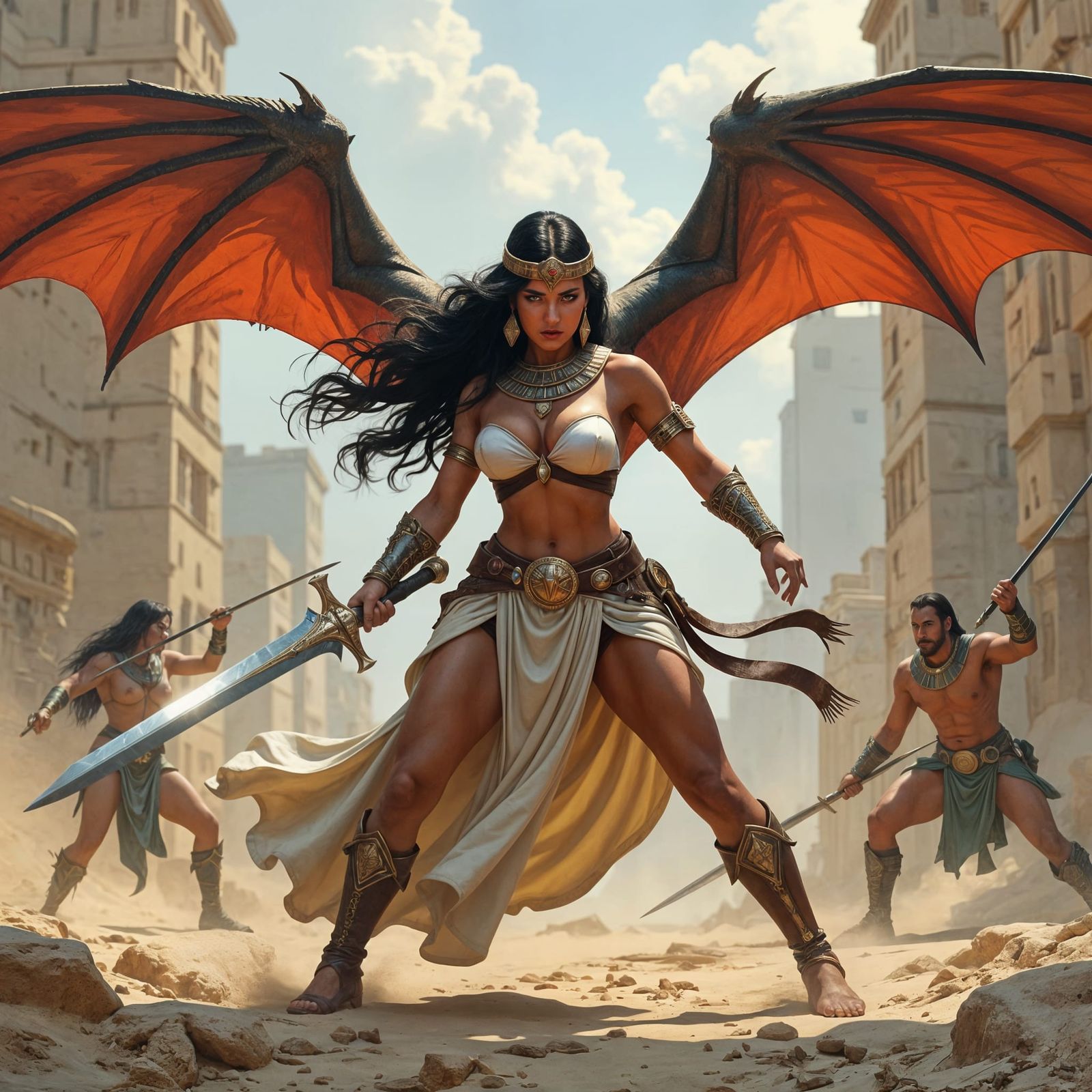 A powerful Egyptian woman, with wings