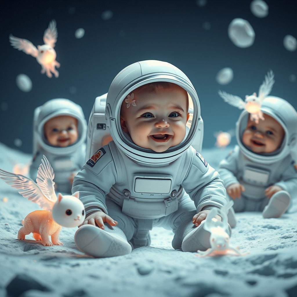 Baby's Lunar Adventure: Moon Pets and Pastel Sci-Fi