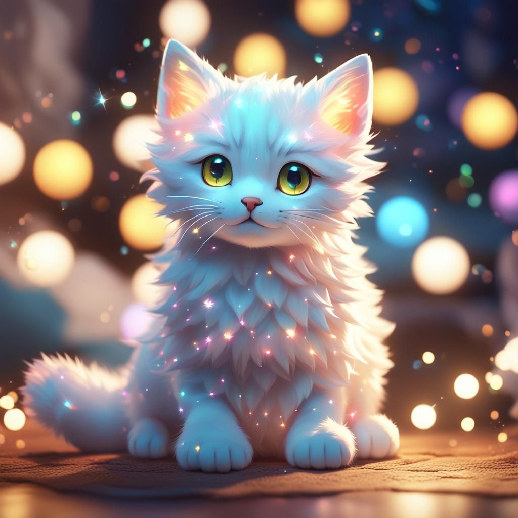 Magical Kitten in Whimsical 3D Anime Art