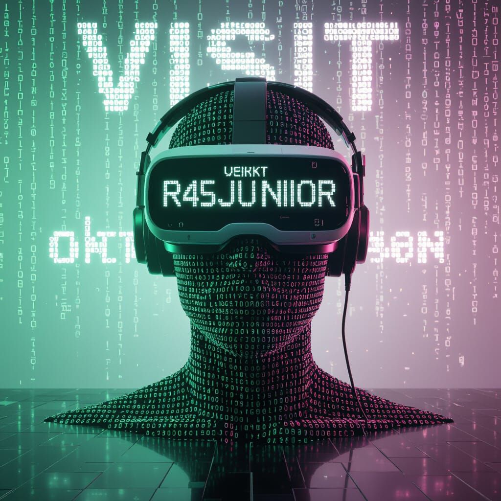 ASCII Cyber Art: Human Head in VR Headset