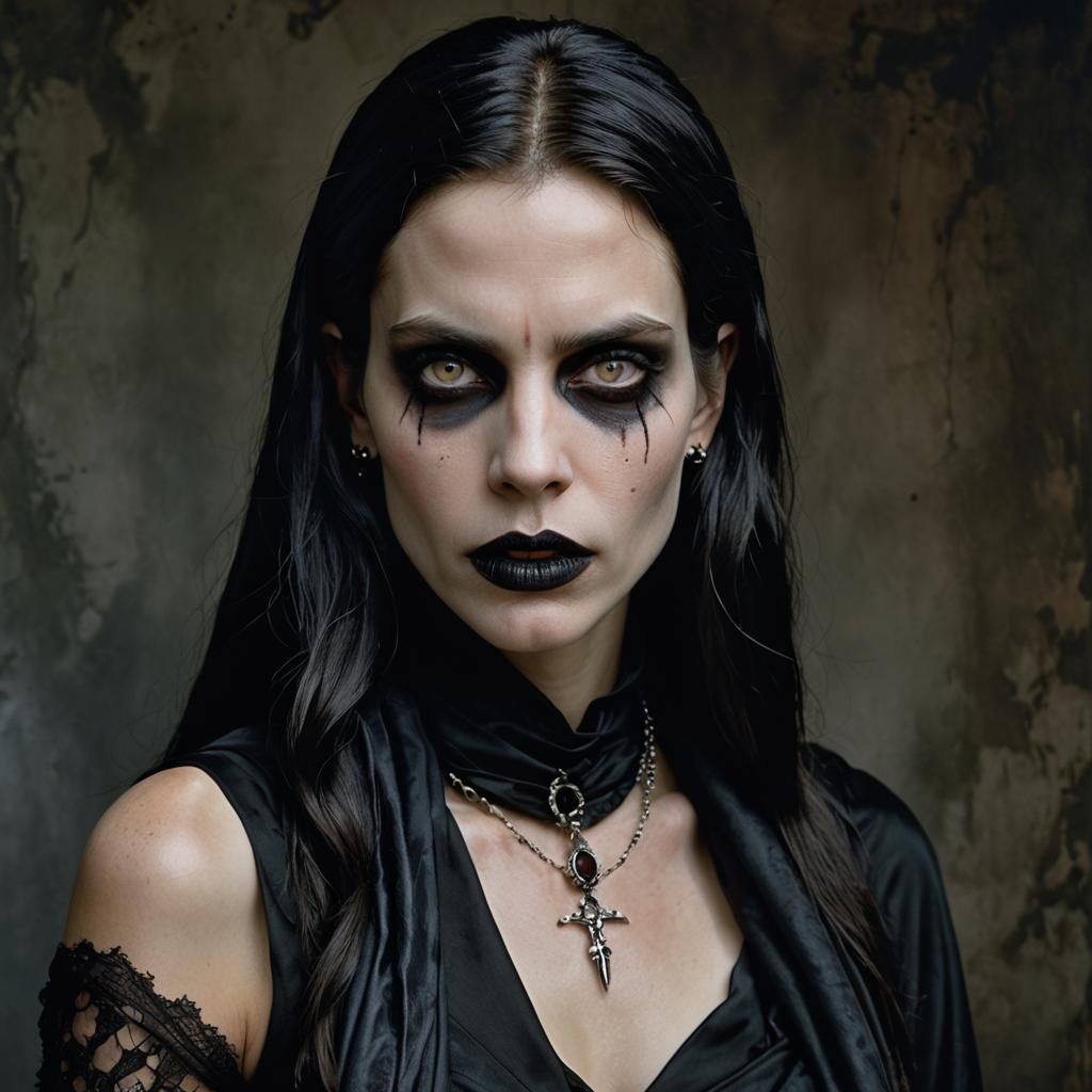 Undead Goth Vampire Portrait in Hyperrealistic Style