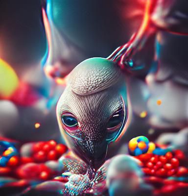 Whimsical Image of an Alien Cat