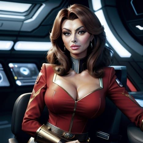 Sophia Loren as Star Trek Officer: Realistic Oil Portrait