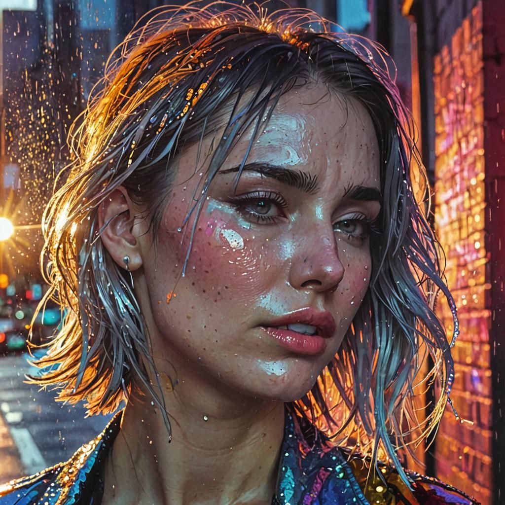 Pop Art: Crying Woman at Sunrise