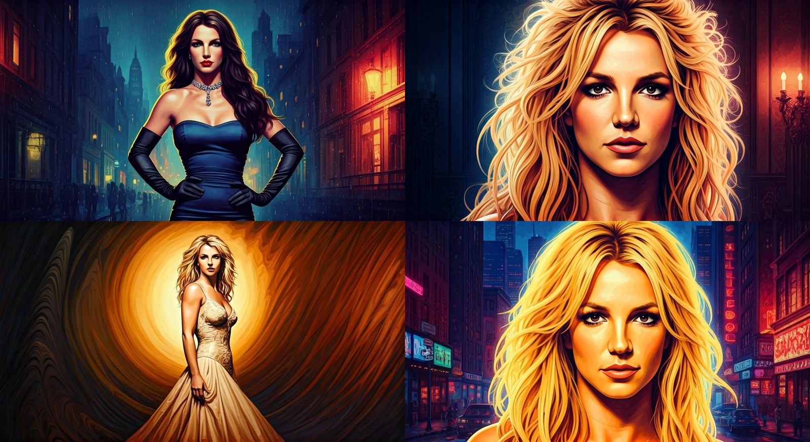 Romantic Film Noir Portrait in Acrylic and Watercolor