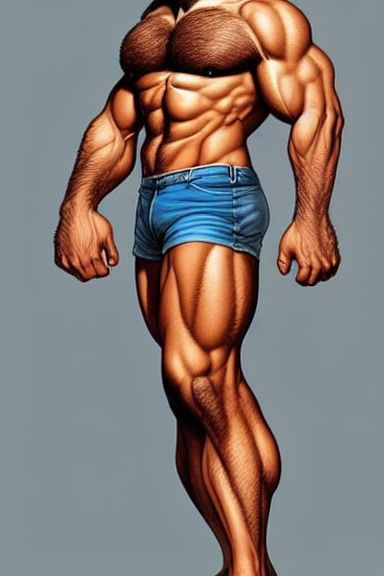 Muscular Persian Man on the Beach: Comic Book Art