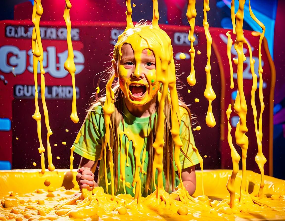 Girl gets Gunged on a Game Show