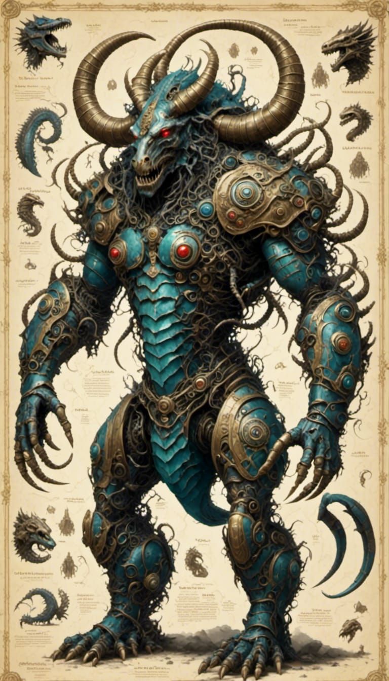 Mountain-Scale Hybrid Creature with Bow-Tie