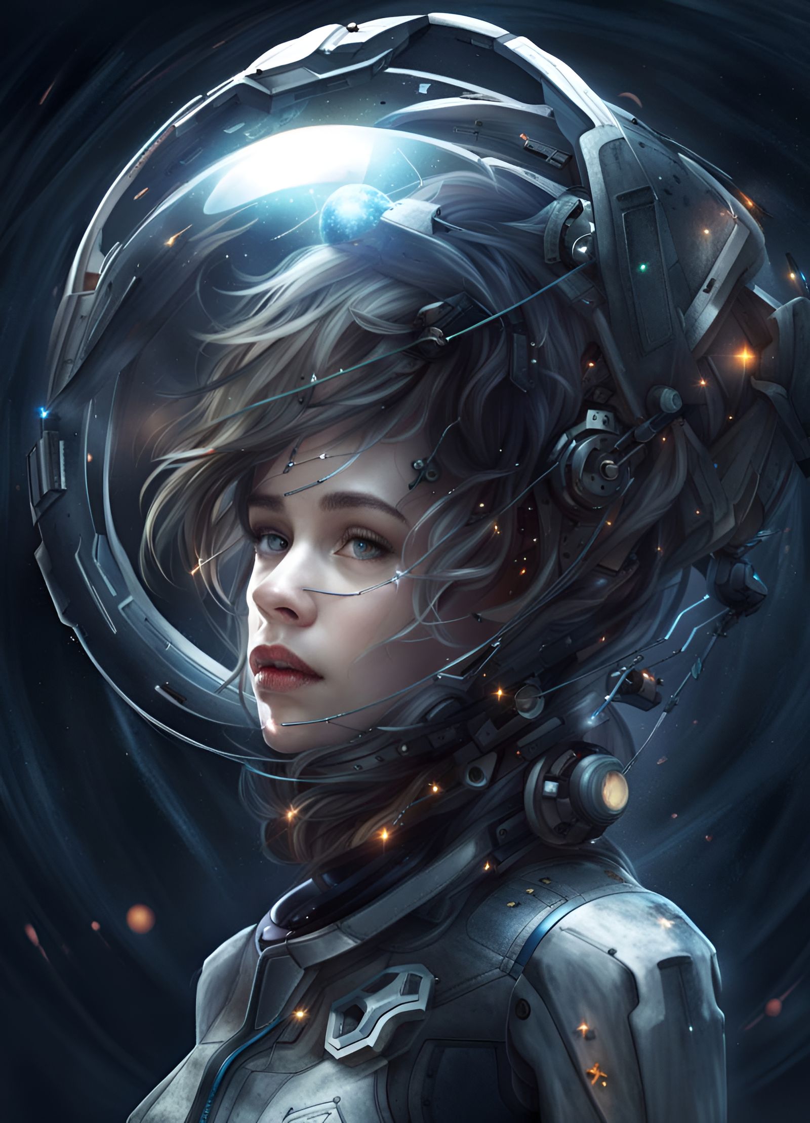 Broken Android Girl in Sci-Fi Scene