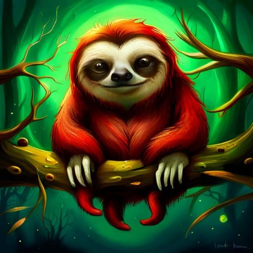 Detailed Sloth with Complementary Colors