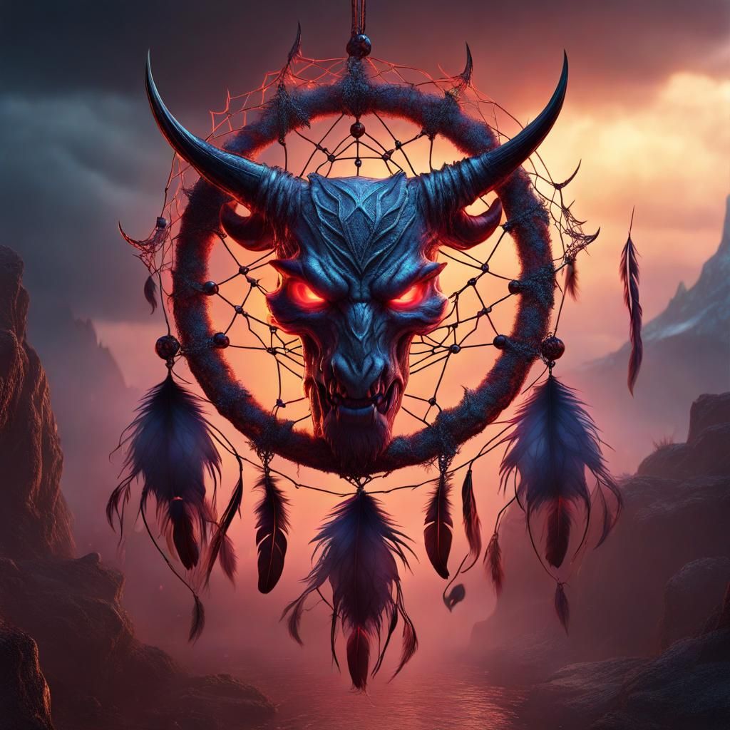 Fantastical Devil Dreamcatcher in Detailed Matte Painting