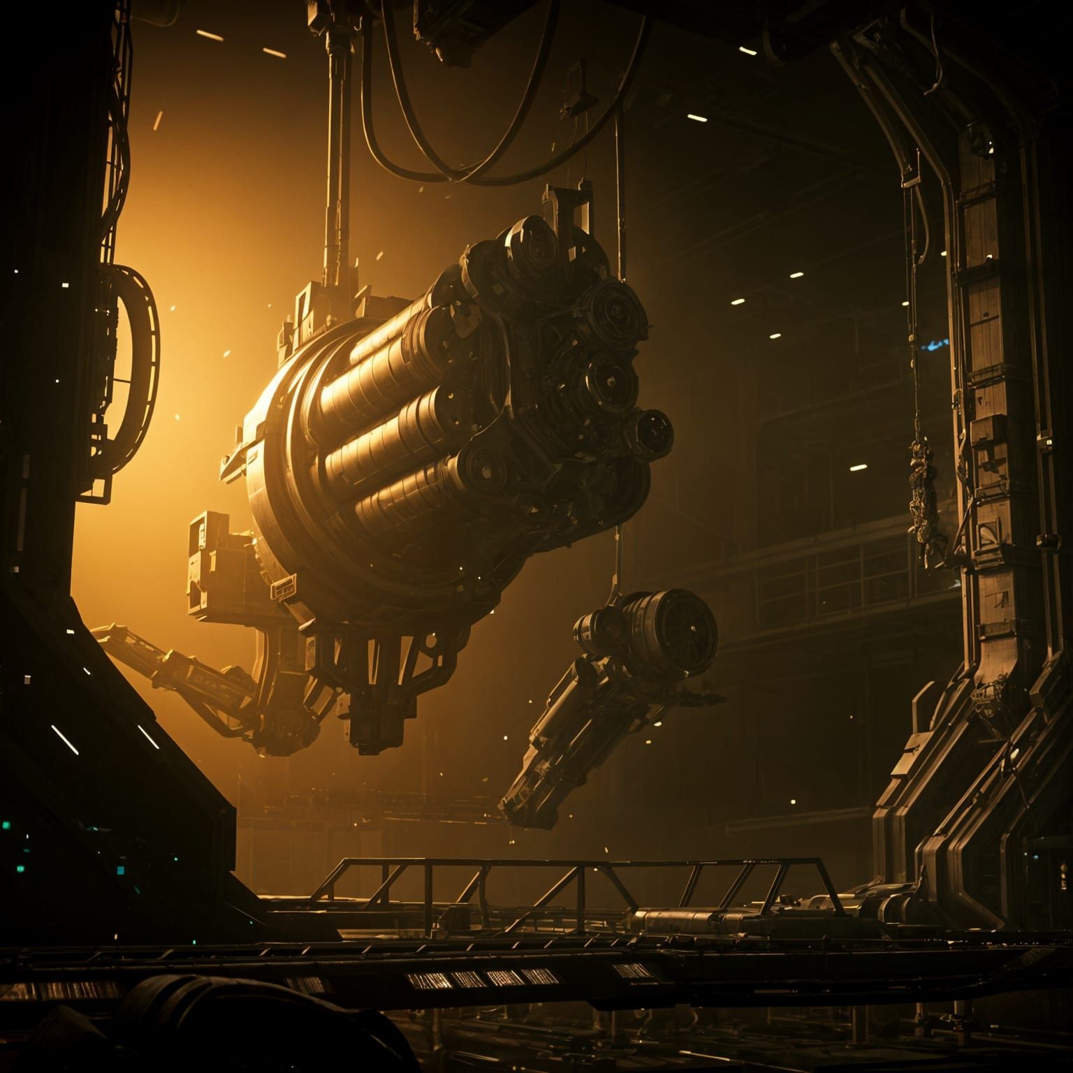 Epic Sci-Fi Mech in Cinematic Hangar
