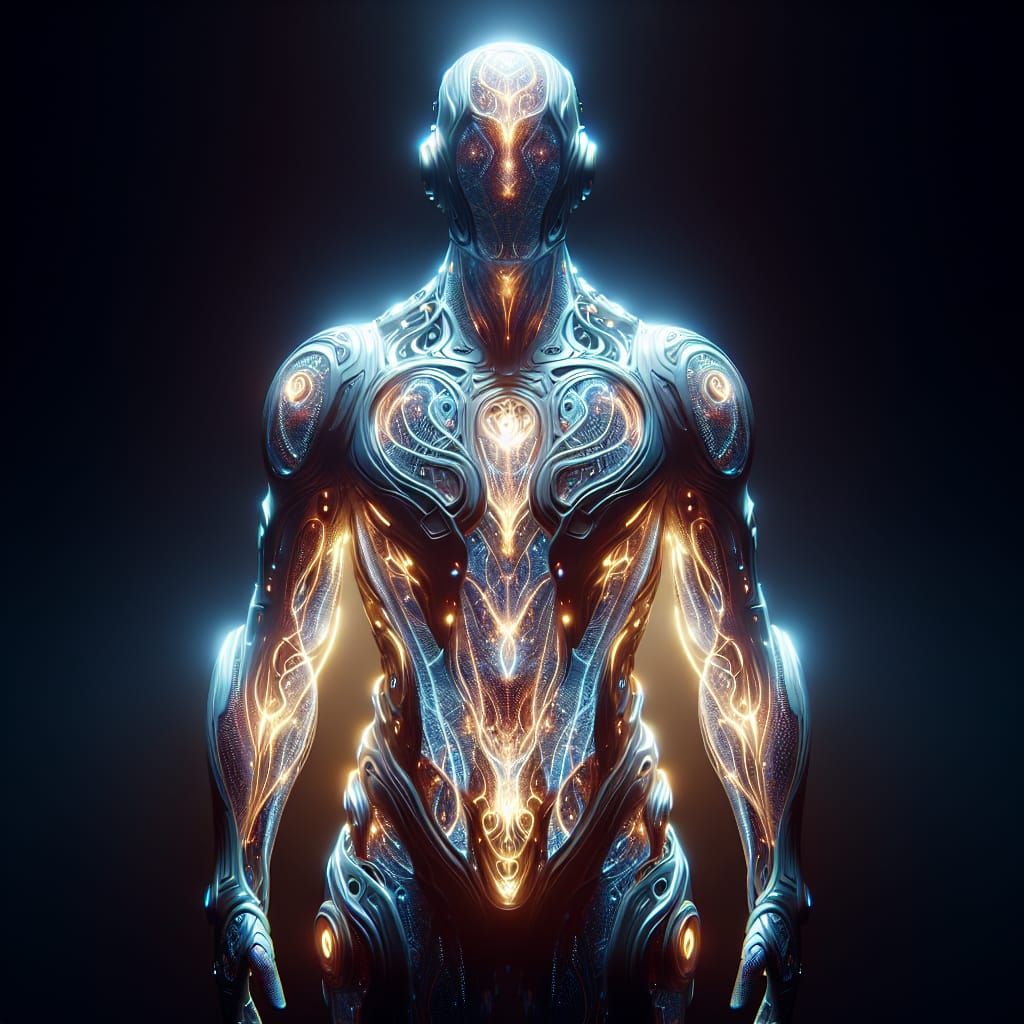 Radiant Energy Being in Futuristic Armor