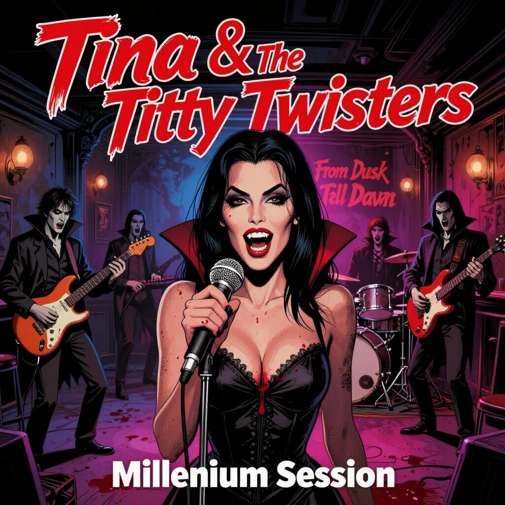 Vampire Band LP Cover Art in Comic Style