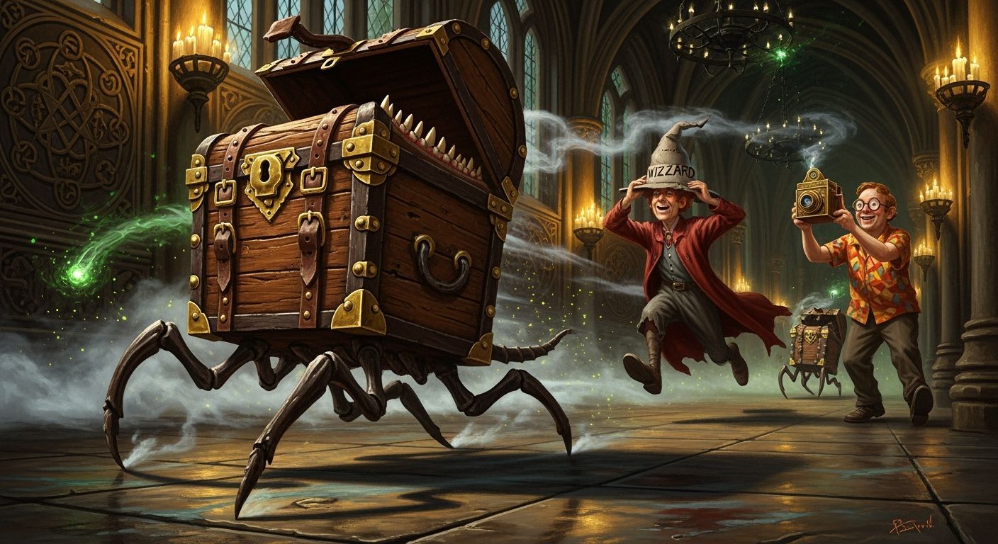 The Luggage Chases Rincewind: Baroque Oil Painting