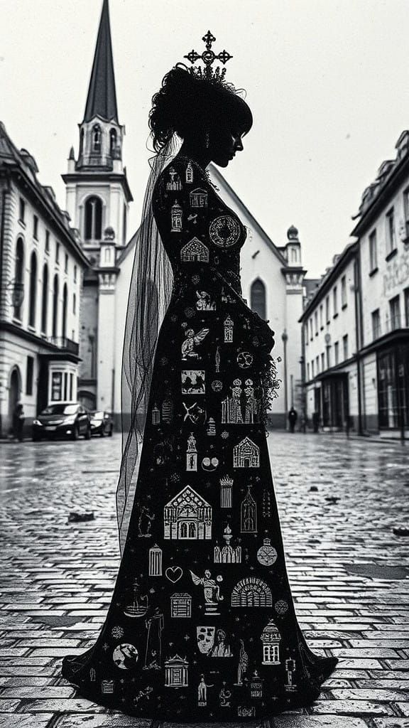 Goth Bride in Post-Apocalyptic Ruins