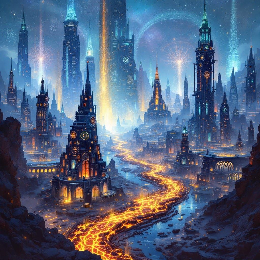 Luminescent Metropolis of the Stomach in a Cyberpunk Aesthet...