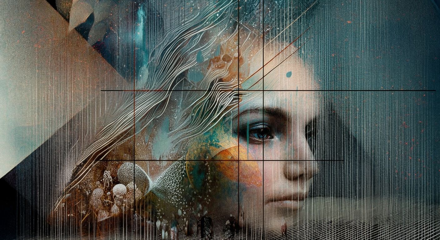 Surreal Mixed Media Artwork with Ink and Crosshatching