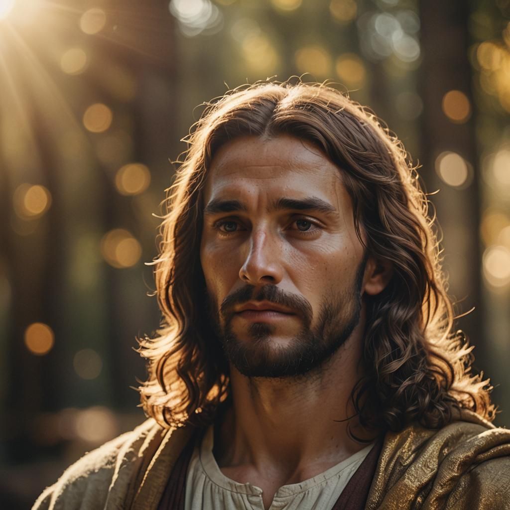 Serene Portrait of Jesus Christ in Golden Light