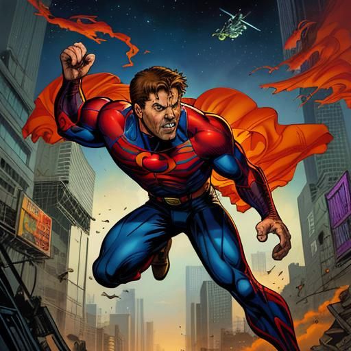 Falling Figure in Comic Book Art Style