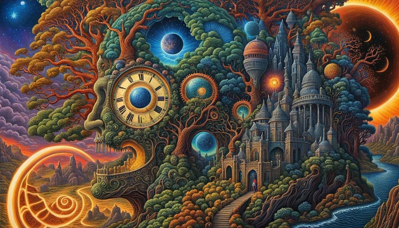 Time Travel Surrealism in Mixed Media Style