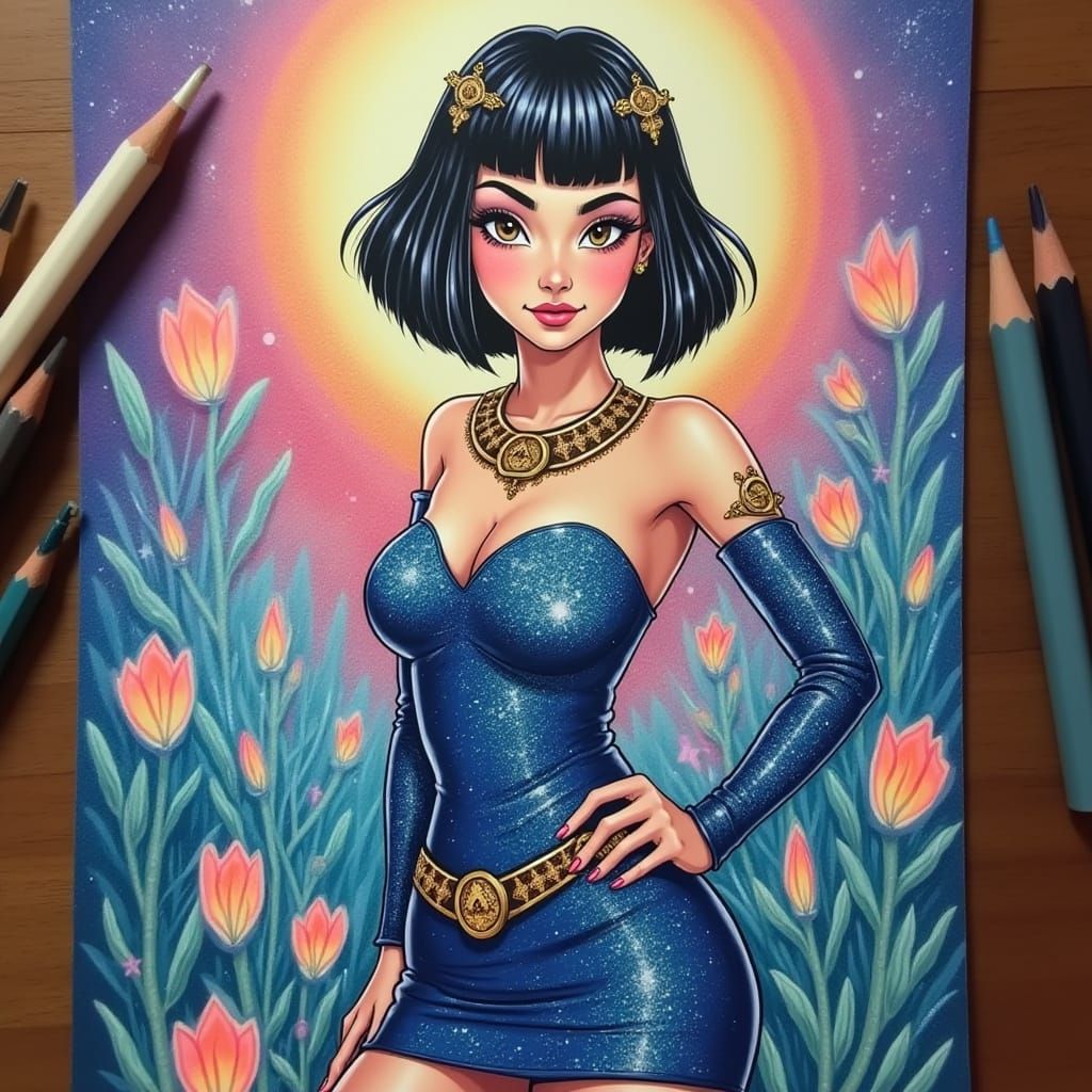 Colored Pencil Pinup of Loxy Isadora Bliss