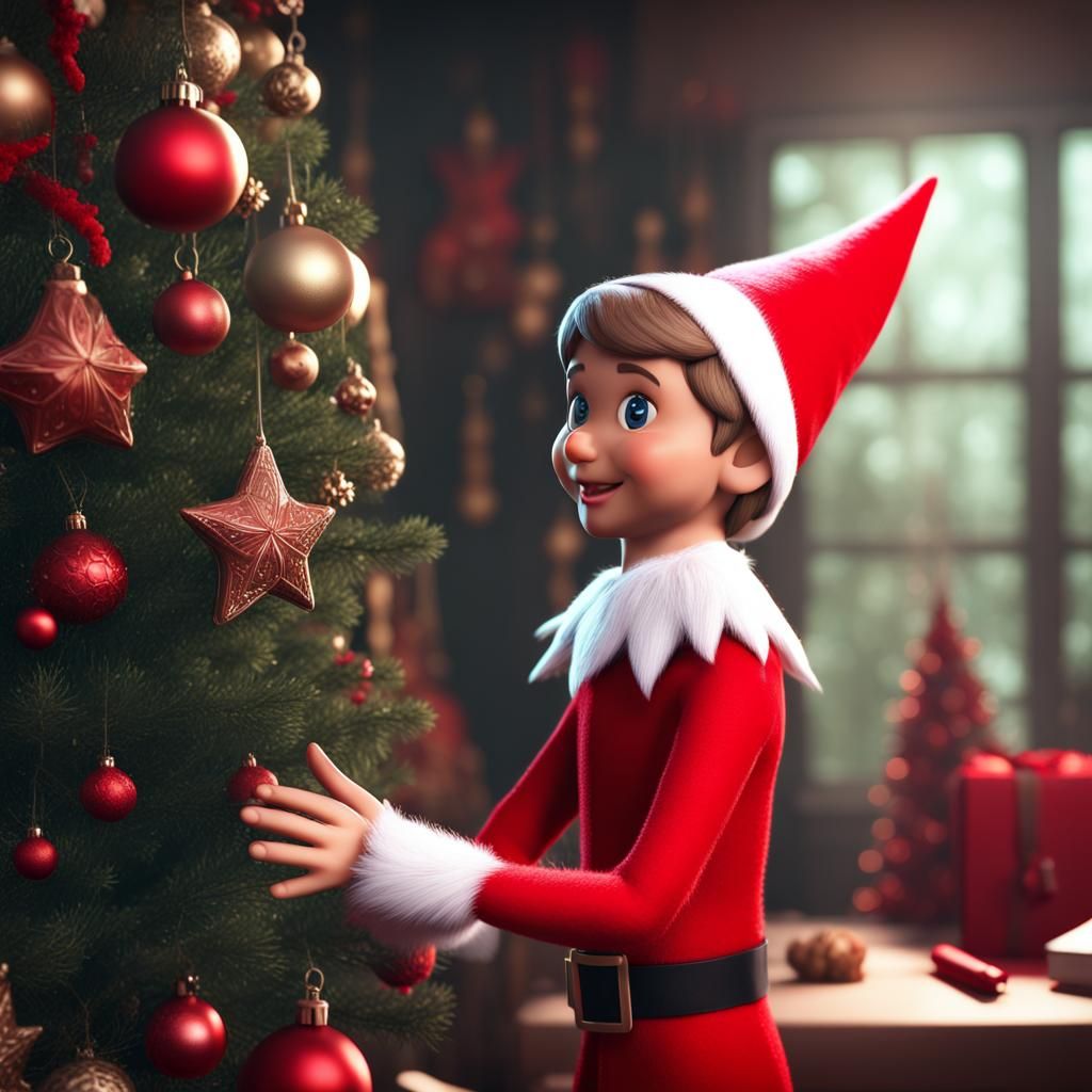 Elf on the Shelf Christmas Digital Painting