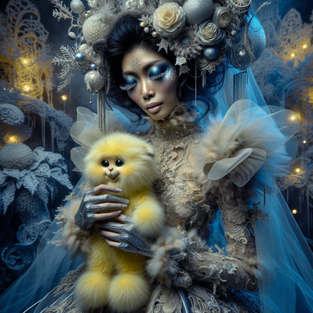 Dreamlike Christmas: South Asian Woman in Psychedelic Style