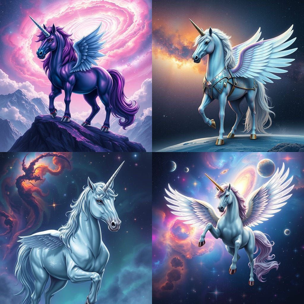 Ethereal Unicorn Soars Through Cosmic Skies