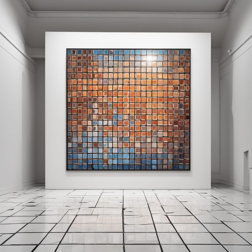 Hyper-Realistic Disco Floor Art Piece in a Museum Setting