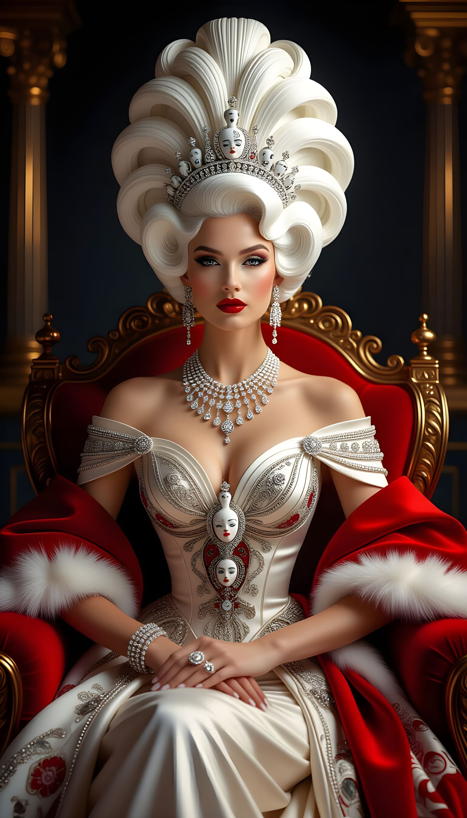 Baroque Portrait of a Queen with Towering Hairstyle